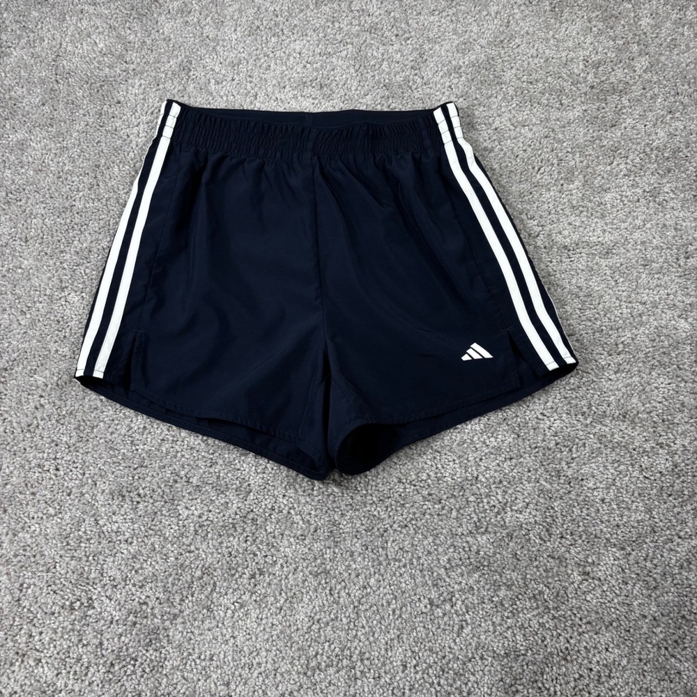 Adidas Womens Navy Blue 3-Stripe Athletic Running Shorts Size Small